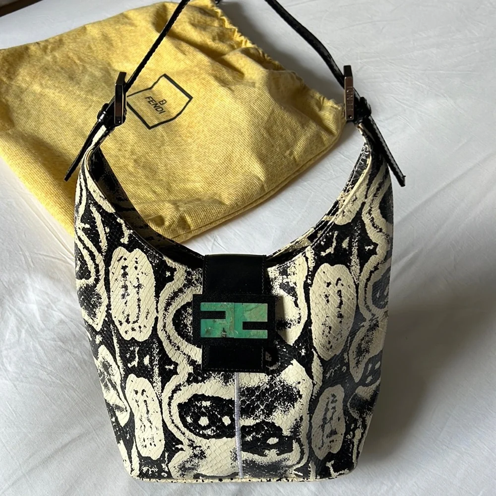 Authentic Vintage Fendi Mama Baguette Python Bag/Purse - Picture 2 of 13